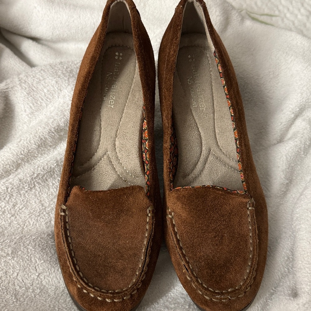 WOMENS NATURALIZER N5 COMFORT PAISLEY NATURA BROWN WEDGE LOAFERS